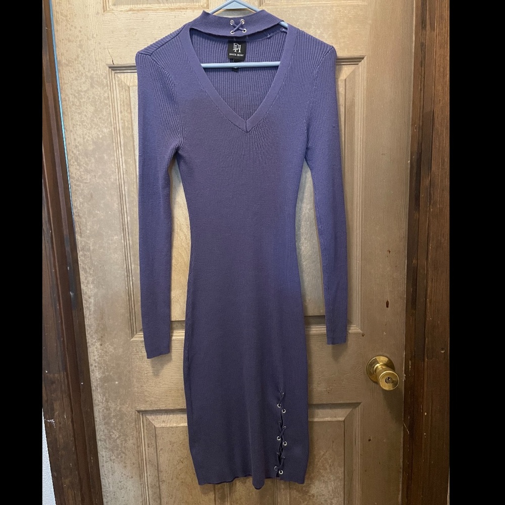 Purple form fitting dress